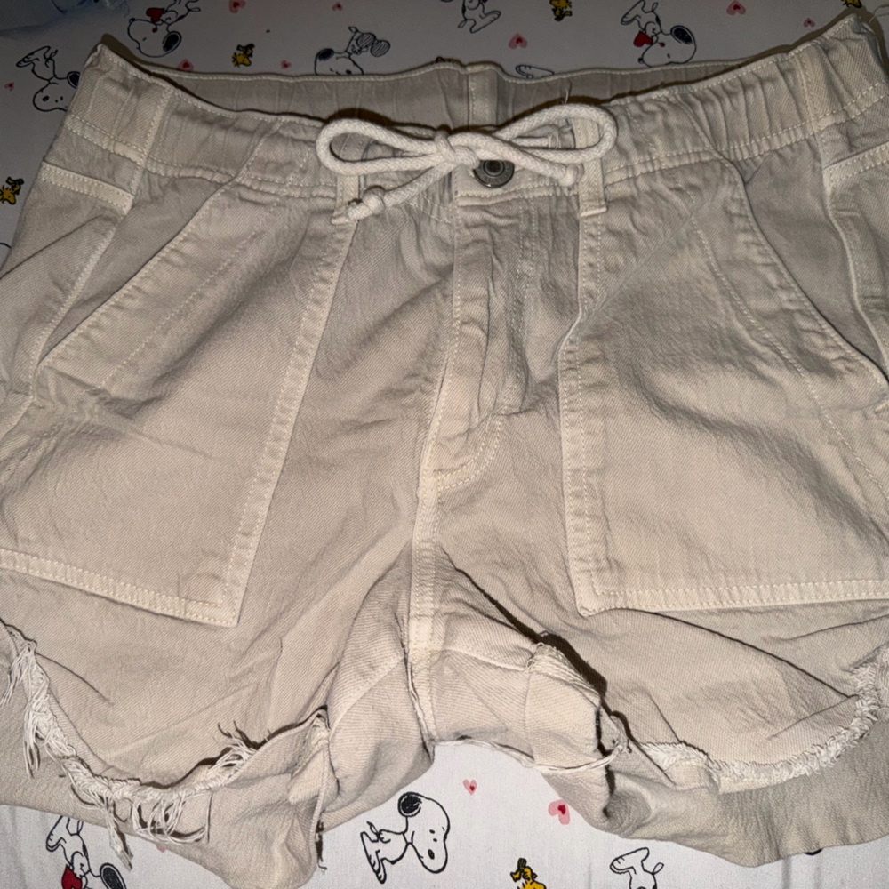 American Eagle Outfitters Cream Drawstring Shorts